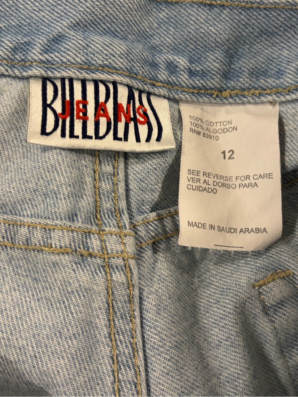 bill blass 80s 90s vintage Light Wash Wide-Leg Jeans with Side Slits - Picture 4 of 6